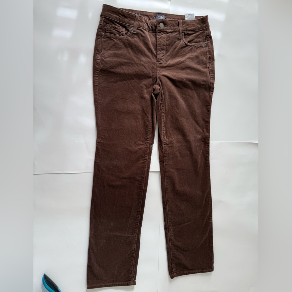 NYDJ Chocolate Brown Straight-Leg Corduroy